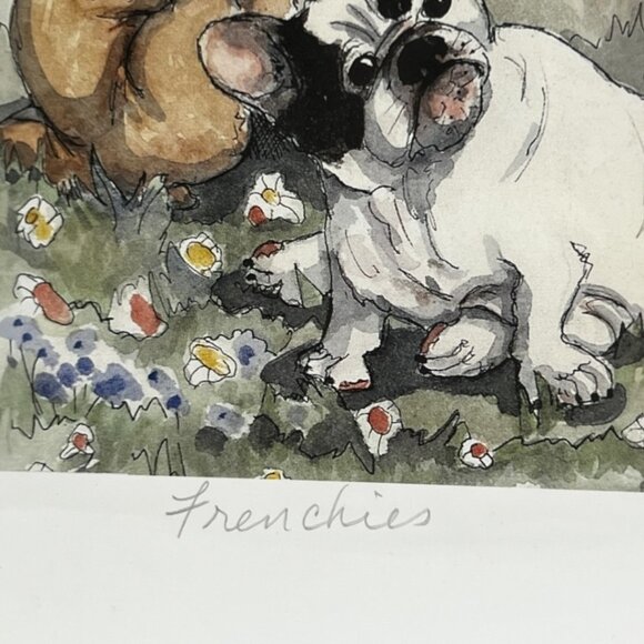 Frenchies Signed Numbered‎ Print Enid Groves 12/900 25x7.5 French Bulldog Art - Picture 4 of 7